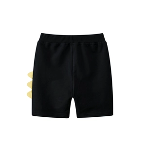 Short de sport enfant noir avec motif dinosaure jaune et taille élastique côtelée