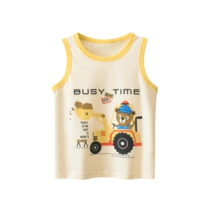 Canotta Ragazzo Gilet Senza Maniche Cotone Traspirante Estate Casual Orso Cartone Animato Escavatore Vestiti