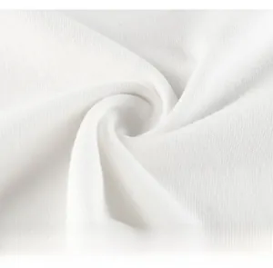 Close-up of premium white cotton knit fabric with certified Class A baby safety texture