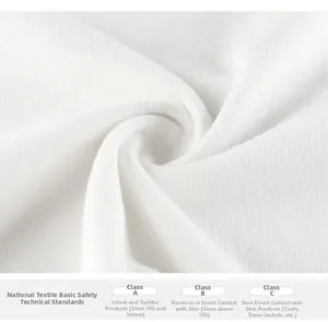 Close-up of white knitted cotton fabric showing soft texture and textile safety standards