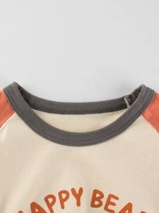 Kids long sleeve crew neck T-shirt with HAPPY BEAR print and raglan sleeves