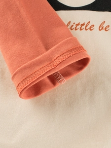 Kids long sleeve t-shirt with orange little be print and contrast stitching detail