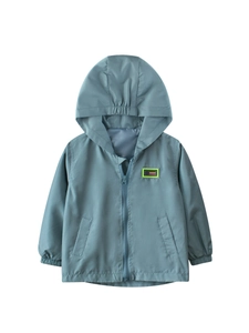Boys Hooded Jacket Polyester Windbreaker Lightweight Spring Autumn Casual Zipper Kids Outerwear Zip Up