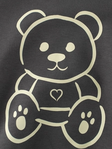 Toddler boys charcoal grey sweatshirt featuring a minimalist white teddy bear line art design