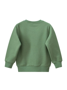 Sweatshirt en polaire vert olive pour garçon avec col rond côtelé et manches tombantes
