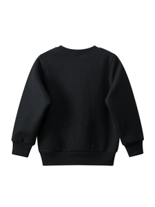 Sweat-shirt noir classique pour enfants en coton chaud pour l'automne et l'hiver