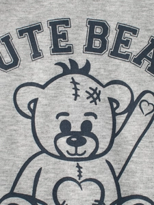 Grey kids' sweatshirt featuring blue cartoon bear print and collegiate UTE BEA text