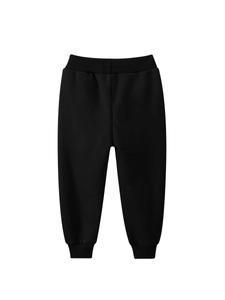 Classic black polar fleece joggers for kids with elastic waistband and ribbed cuffs