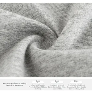 Gros plan sur le tissu gris en coton mélangé et les normes de sécurité textile