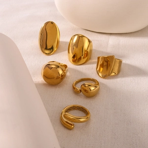 Chic 18k gold plated stainless steel rings set in irregular and stackable geometric designs