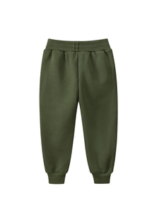 Pantalon de jogging olive pour enfants avec taille élastique et bords-côtes en maille