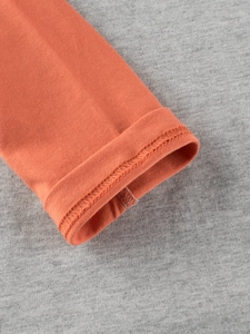 T-shirt orange à manches longues pour enfant avec détails de poignets ourlés