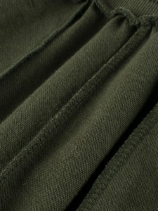 Olive green boys' sports joggers in high-quality French terry fabric with rib cuffs