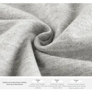 Macro detail of gray knitted cotton fabric texture showing textile safety standards