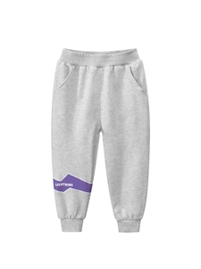 Boys Cotton Lightning Print Jogger Sweatpants Heather Grey Elastic Waist Sports Trousers For Kids Casual Every Day Wear