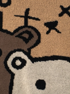 Knit sweater for kids featuring a cute jacquard bear pattern in soft brown and cream tones