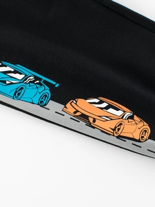 Pantalon de jogging noir pour enfant avec imprimé voiture de course en coton de qualité