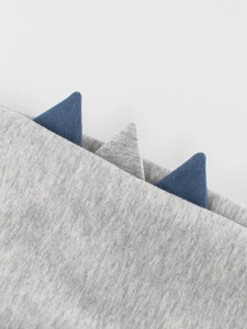 Kids grey cotton sweatshirt featuring 3D dinosaur spine detail and premium stitching