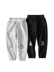 Pantaloni della Tuta Sportivi Ragazzo 100% Cotone Stampa Lettere Vita Elastica Joggers Casual per Bambini Autunno Inverno Morbidi Traspiranti