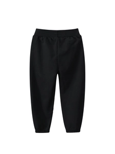 Pantaloni sportivi neri per bambini con vita elastica e polsini a coste sul retro