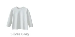 Detailed view of silver grey long sleeve crewneck t-shirt in minimalist knit style