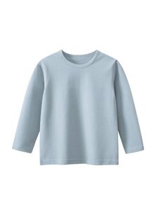 Classic light blue long sleeve cotton t-shirt for kids with soft knitted texture