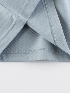 Light blue long sleeve kids t-shirt with premium diagonal texture and double-stitched hem