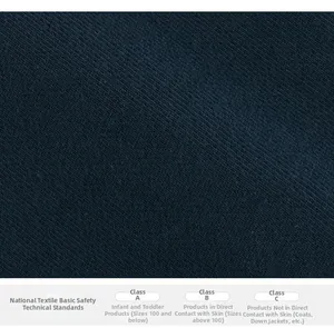 Detail of high-density navy cotton fabric with textile safety certification standards