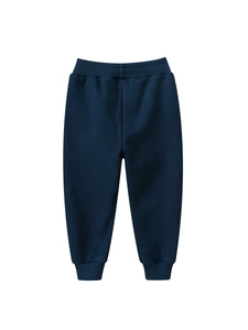 Kids navy blue joggers with elastic waist and ribbed cuffs for casual daily wear