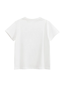 Vue arrière du t-shirt classique en coton blanc pour enfants au style minimaliste
