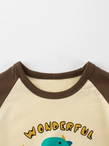 Boys' long-sleeve raglan t-shirt featuring a cartoon bird and Wonderful print detail