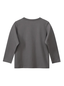 Deep grey kids long sleeve t-shirt in soft cotton fabric with a classic round neck
