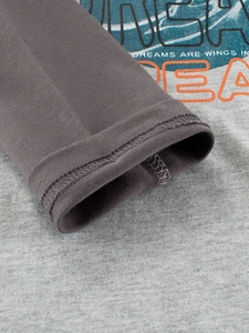 T-shirt manches longues gris pour garçon avec imprimé dessin animé et poignets