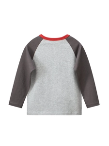 T-shirt manches longues pour enfants raglan en gris chiné et anthracite foncé