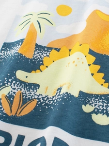 T-shirt manches longues pour enfants avec imprimé dinosaure sur coton blanc doux