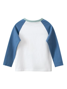 T-shirt à manches raglan pour garçons en coton blanc et bleu pour la mode automnale