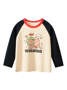 T-Shirt à Manches Longues pour Enfants en Coton avec Manches Raglan et Graphisme d'Ours en Dessin Animé Haut Décontracté pour Garçons Filles