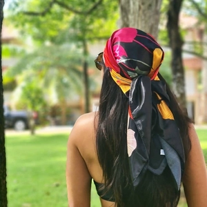 Carré De Satin Imprimé Floral Feuilles Grand Foulard Satiné Bandana Cheveux Hijab Pour Femmes Décontracté Voyage