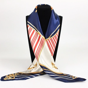 Carré De Satin Synthétique Pour Femmes Élégant Imprimé Nautique Ancre Foulard Rétro Hijab Châle Bandana