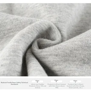 Detail of grey fleece fabric texture for children sweatshirt with safety certification