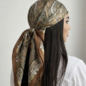 Vintage Paisley Square Scarf Satin Satin Like Floral Print Bandana Hair Wrap Headscarf For Women Retro Bohemian Style