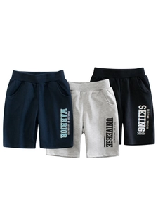 Shorts de Sport 100% Coton pour Garçons Été Respirant Avec Taille Élastique Imprimé de Lettres Shorts Décontractés pour Enfants