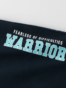 Short bleu foncé pour garçons avec imprimé FEARLESS OF DIFFICULTIES pour l'été
