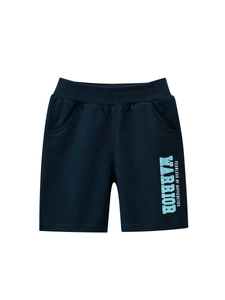 Short en coton bleu marine pour garçon avec motifs imprimés Warrior fearless bleu