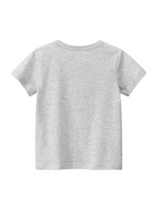 T-shirt classica in cotone grigio melange a maniche corte con design a girocollo