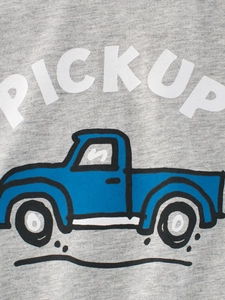 T-shirt in cotone grigio per neonati con stampa grafica di un camioncino blu