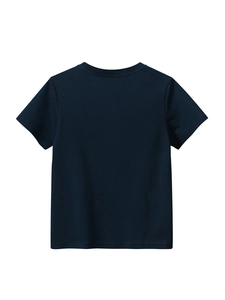T-shirt classique bleu foncé à manches courtes pour garçons avec col rond simple