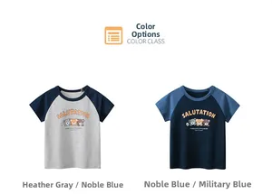 Détail de T-shirts en coton pour garçons avec manches raglan et motif ours cartoon