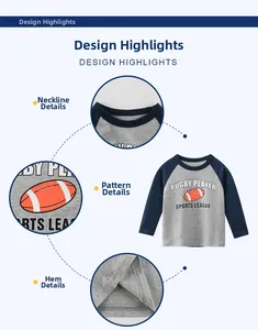 Détails du t-shirt raglan rugby en coton montrant l'encolure et les coutures de l'ourlet