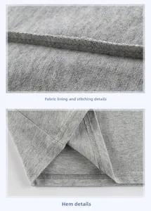 Détail de la doublure en tricot gris chiné et des coutures d'ourlet à double aiguille